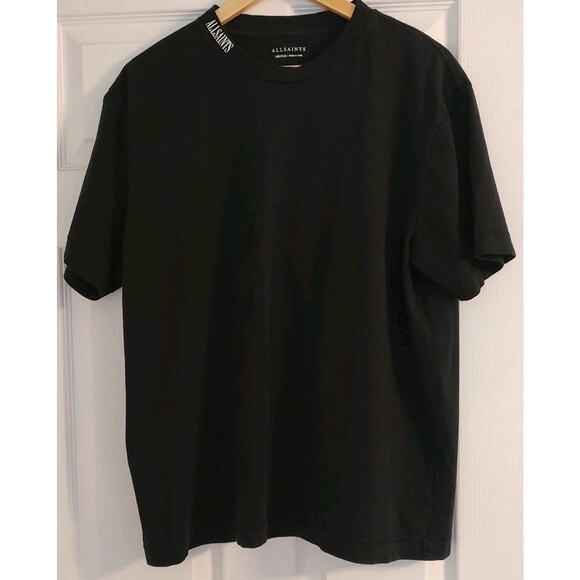 Men's All Saints Short Sleeve Tee Collar Logo Spellout - Medium - Picture 1 of 3